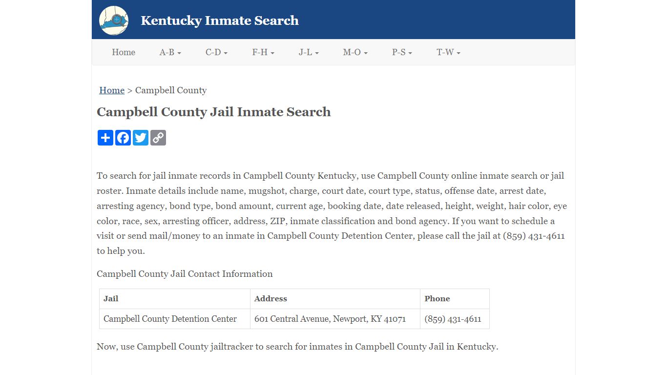 Campbell County Jail Inmate Search